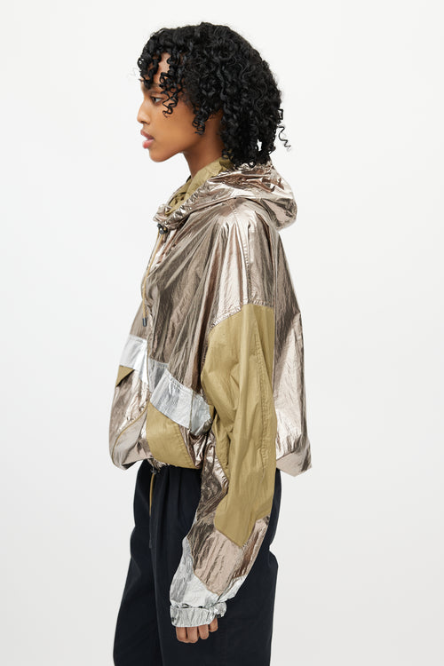 Isabel Marant Étoile Green & Gold Metallic Hooded Jacket