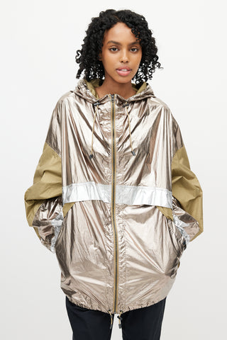 Isabel Marant Étoile Green & Gold Metallic Hooded Jacket