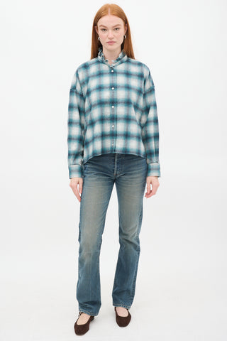 Isabel Marant Étoile Teal & Grey Plaid Rilaria Shirt