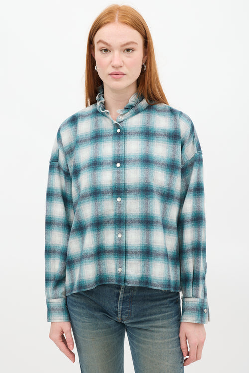 Isabel Marant Étoile Teal & Grey Plaid Rilaria Shirt