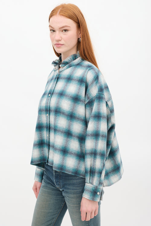 Isabel Marant Étoile Teal & Grey Plaid Rilaria Shirt