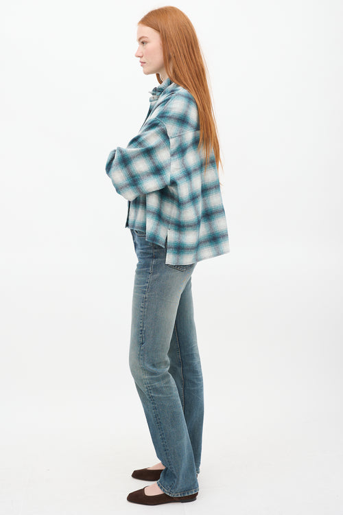 Isabel Marant Étoile Teal & Grey Plaid Rilaria Shirt