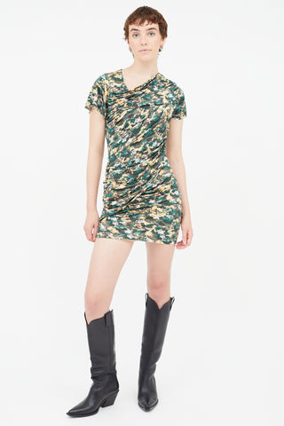 Isabel Marant Étoile Green & Multi Floral Ruched Dress