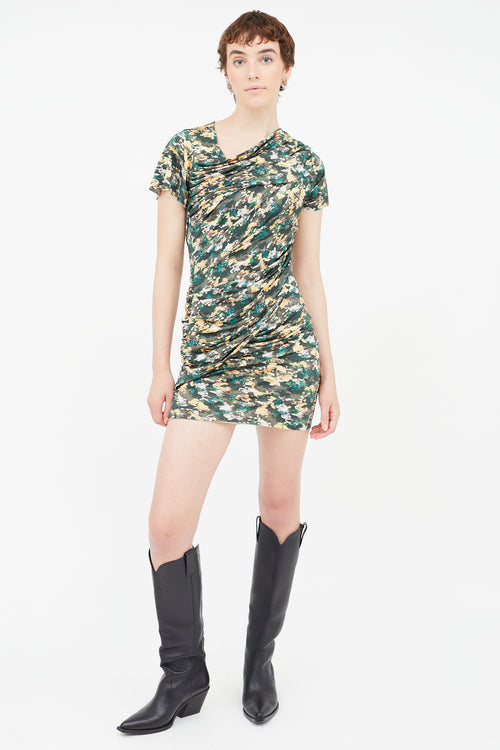 Isabel Marant Étoile Green & Multi Floral Ruched Dress