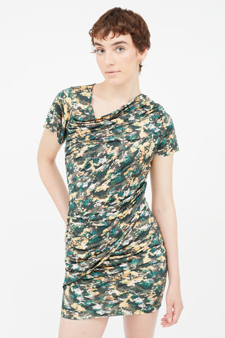 Isabel Marant Étoile Green & Multi Floral Ruched Dress