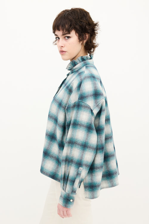 Isabel Marant Étoile Teal & Grey Wool Plaid Rilaria Shirt