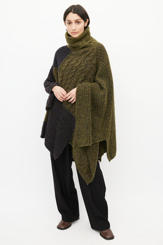 Isabel Marant Étoile Green & Navy Wool Knit Sweater Cape