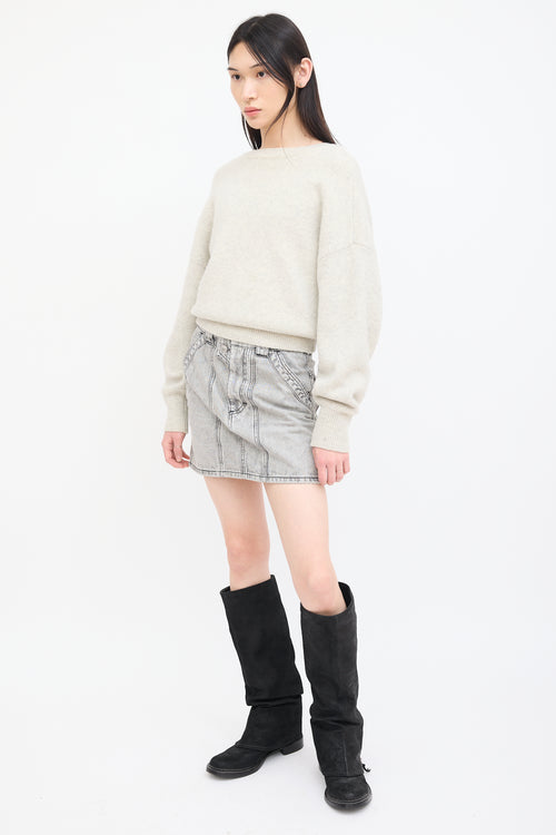 Isabel Marant Étoile Grey Acid Wash Denim Mini Vicson Skirt