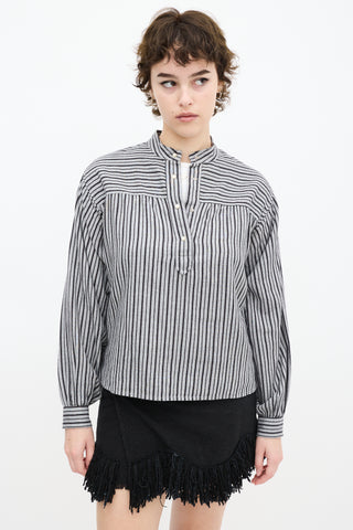 Isabel Marant Etoile Grey & Black Striped Top