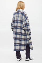 Isabel Marant Étoile Grey & Blue Wool Gabrion Plaid Coat