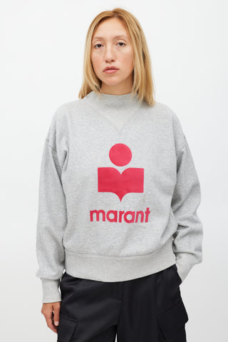 Isabel Marant Étoile Grey & Fuchsia Logo Moby Sweater