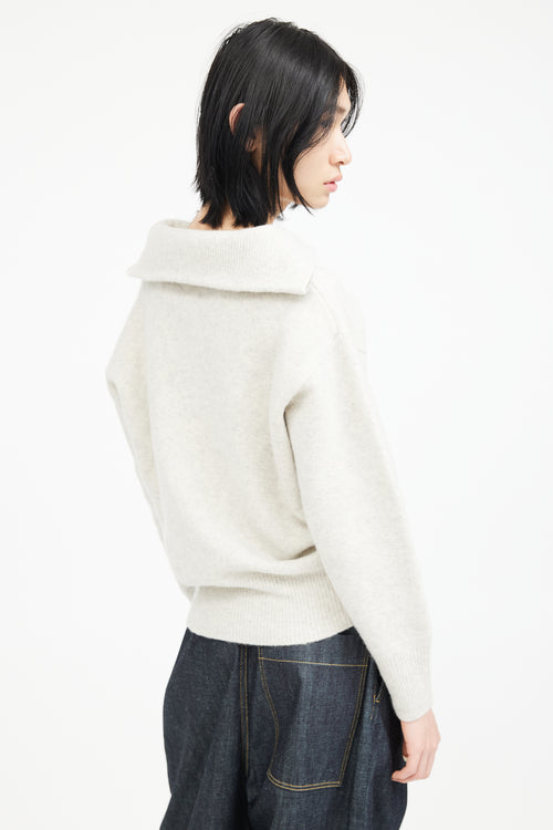 Isabel Marant Étoile Grey Wool Half Zip Knit Sweater