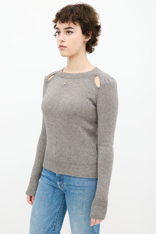 Grey Knit Cut Out Sweater