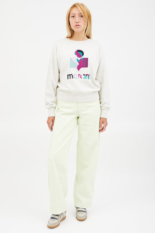 Isabel Marant Étoile Grey & Multicolour Mobyli Logo Sweatshirt