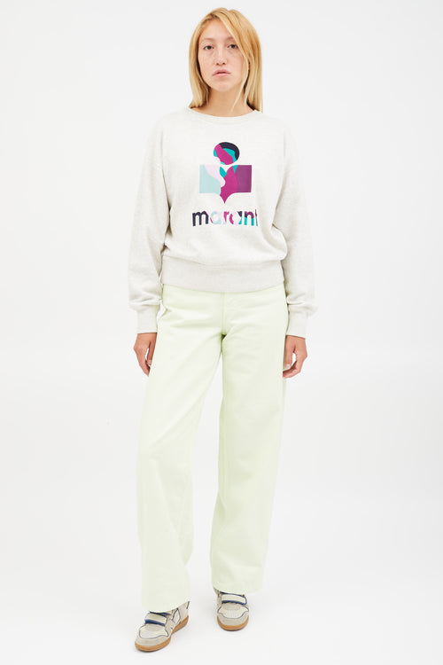 Isabel Marant Étoile Grey & Multicolour Mobyli Logo Sweatshirt