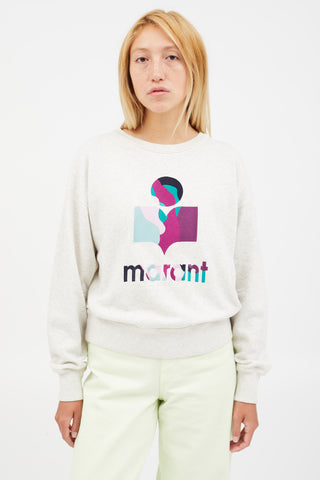 Isabel Marant Étoile Grey & Multicolour Mobyli Logo Sweatshirt