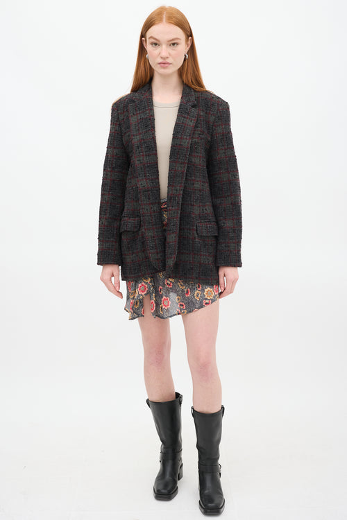 Isabel Marant Étoile Dark Grey & Red Wool Plaid Korix Blazer