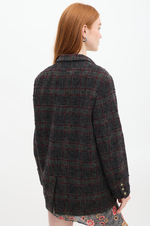 Isabel Marant Étoile Dark Grey & Red Wool Plaid Korix Blazer