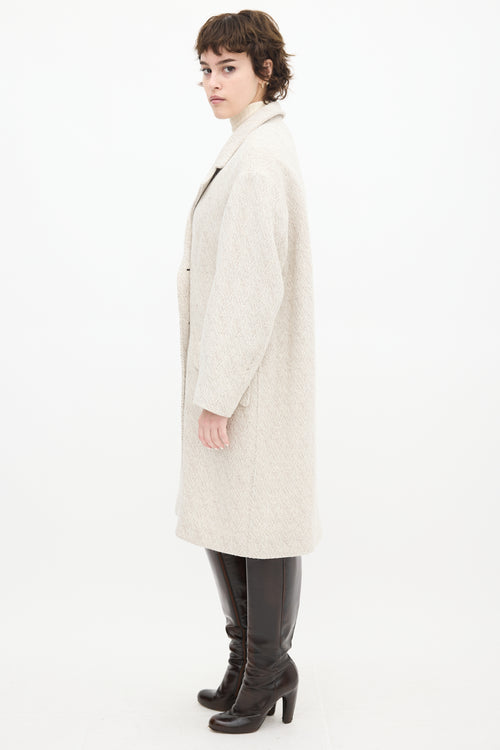 Isabel Marant Étoile Grey & White Wool Herringbone Long Coat