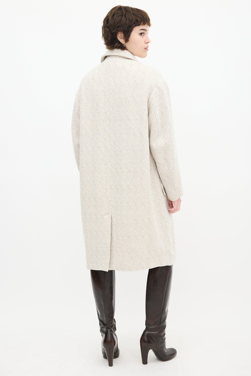 Isabel Marant Étoile Grey & White Wool Herringbone Long Coat