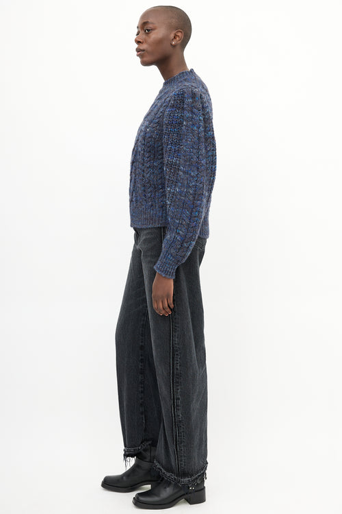 Isabel Marant Étoile Heathered Navy Wool Blend Lenz Sweater