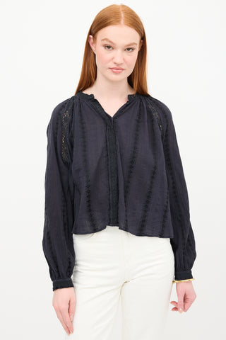 Isabel Marant Étoile Janelle Crochet Panel Blouse