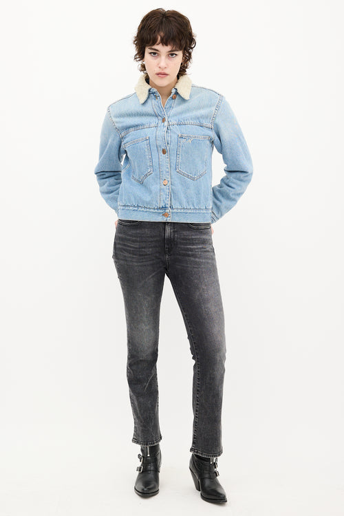 Isabel Marant Étoile Light Wash Denim & Sherpa Jacket