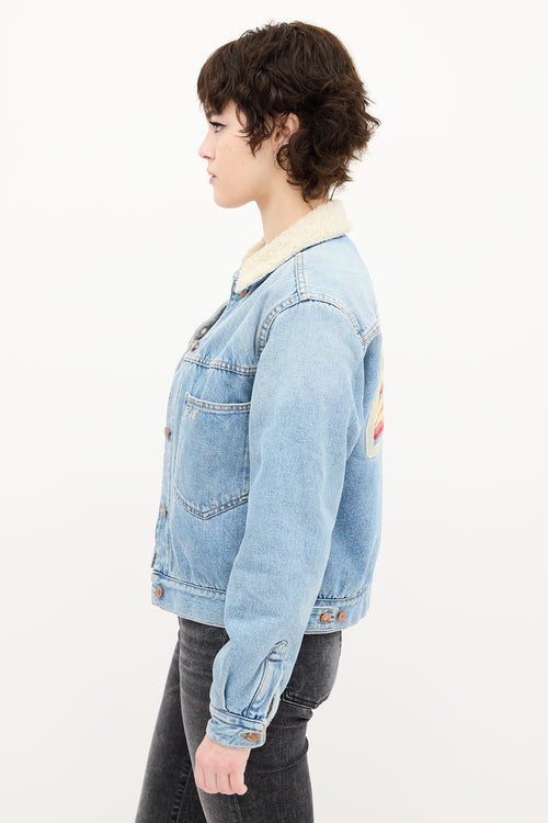 Isabel Marant Étoile Light Wash Denim & Sherpa Jacket