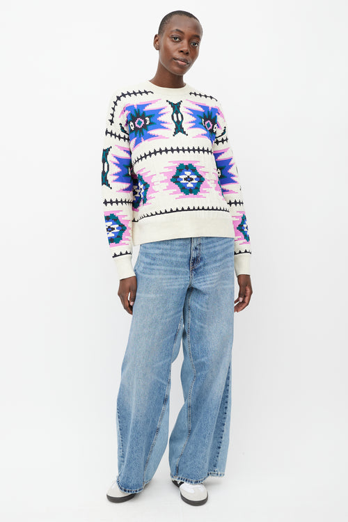 Isabel Marant Étoile Cream & Multicolour Crewneck  Sweater