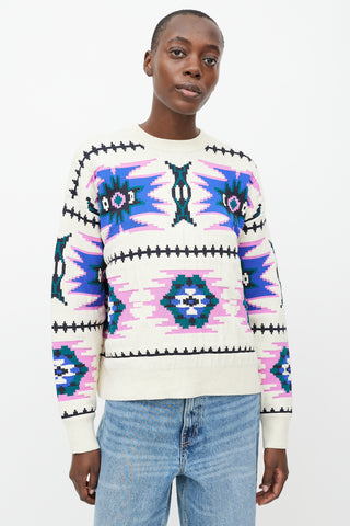 Isabel Marant Étoile Cream & Multicolour Crewneck  Sweater