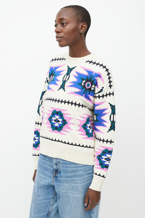 Isabel Marant Étoile Cream & Multicolour Crewneck  Sweater