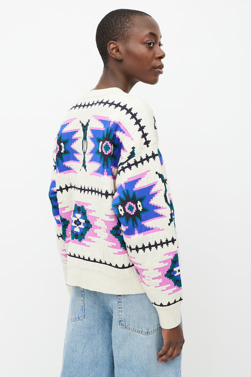 Isabel Marant Étoile Cream & Multicolour Crewneck  Sweater