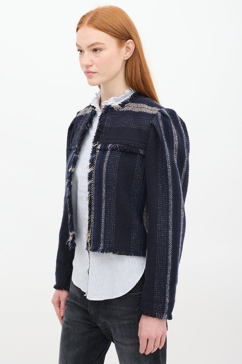 Isabel Marant Étoile Navy & Beige Jizaya Boxy Tweed Jacket