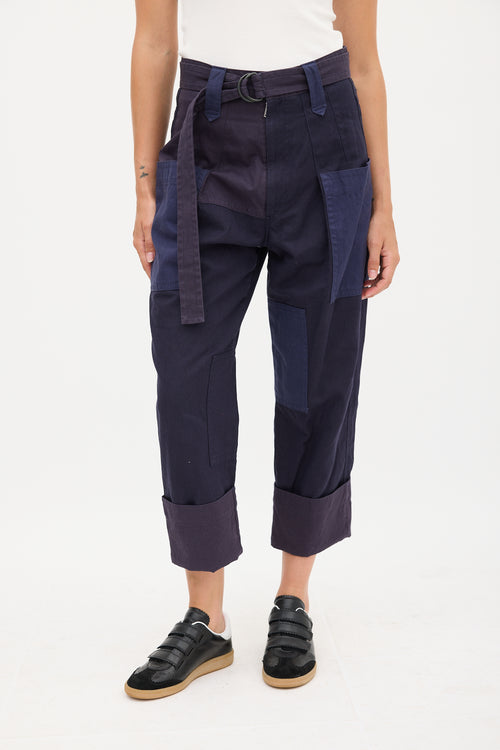 Isabel Marant Étoile Navy Cuffed Wide Leg Trouser