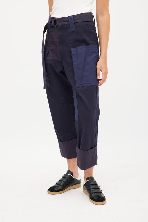 Isabel Marant Étoile Navy Cuffed Wide Leg Trouser