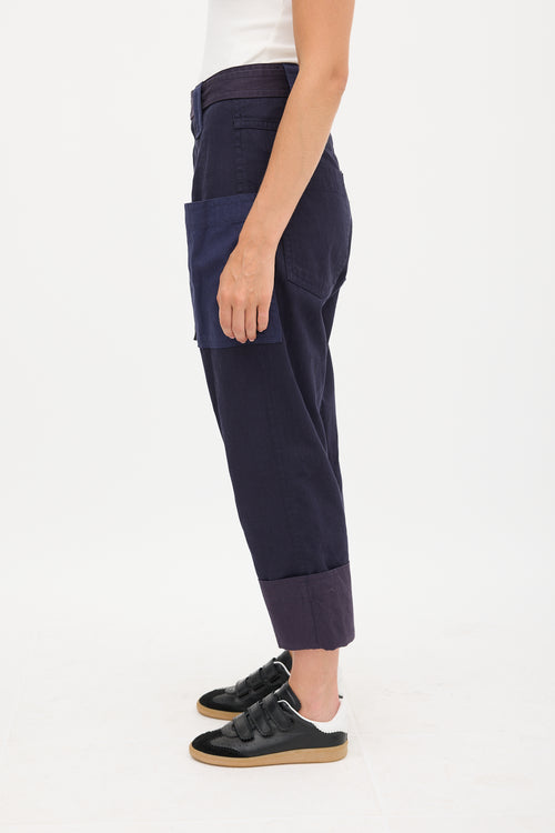 Isabel Marant Étoile Navy Cuffed Wide Leg Trouser