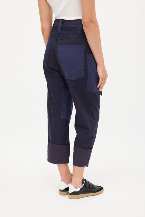 Isabel Marant Étoile Navy Cuffed Wide Leg Trouser