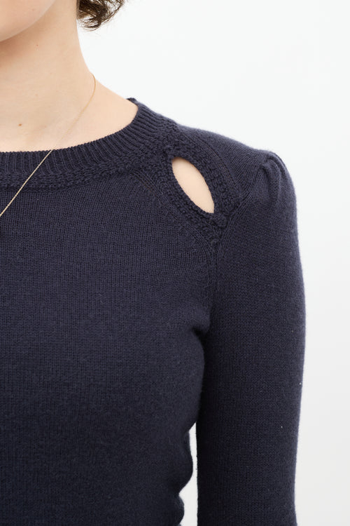 Navy Knit Cut Out Sweater