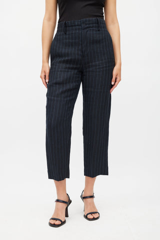 Isabel Marant Étoile Navy & Grey Pinstripe Linen Trouser