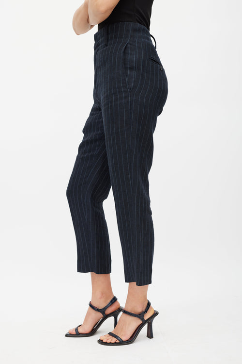 Isabel Marant Étoile Navy & Grey Pinstripe Linen Trouser