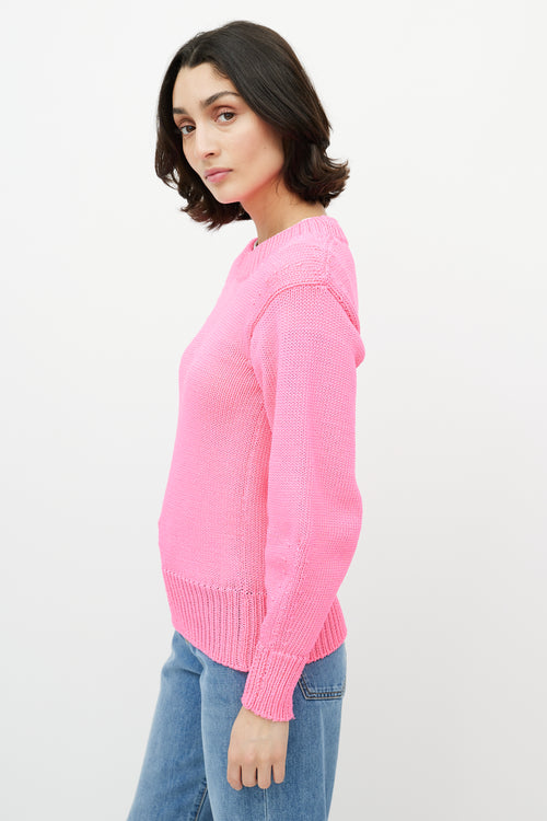 Isabel Marant Étoile Neon Pink Knit Crewneck Sweater