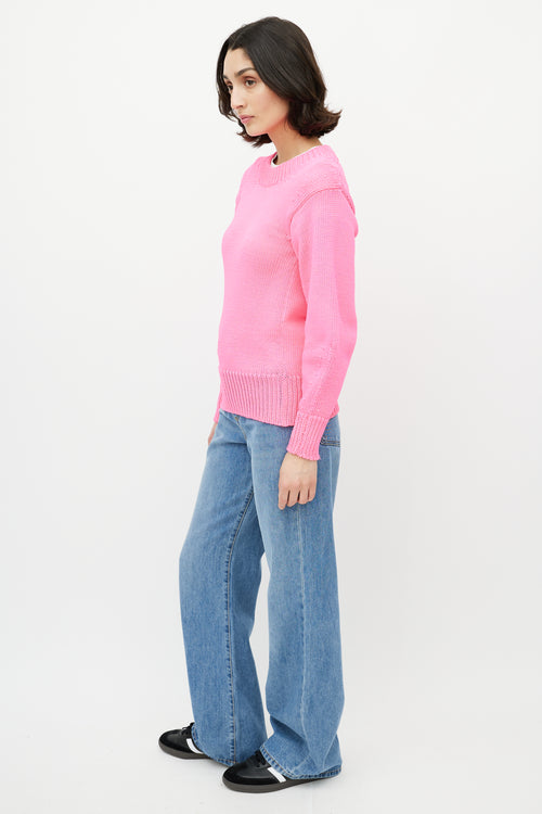 Isabel Marant Étoile Neon Pink Knit Crewneck Sweater