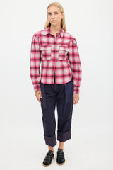 Isabel Marant Étoile Pink & Beige Wool Plaid Shirt
