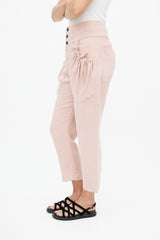 Isabel Marant Étoile Pink Linen Cropped Trouser