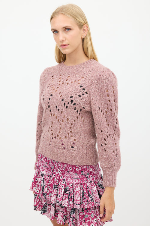Isabel Marant Étoile Pink Wool Eyelet Knit Sweater