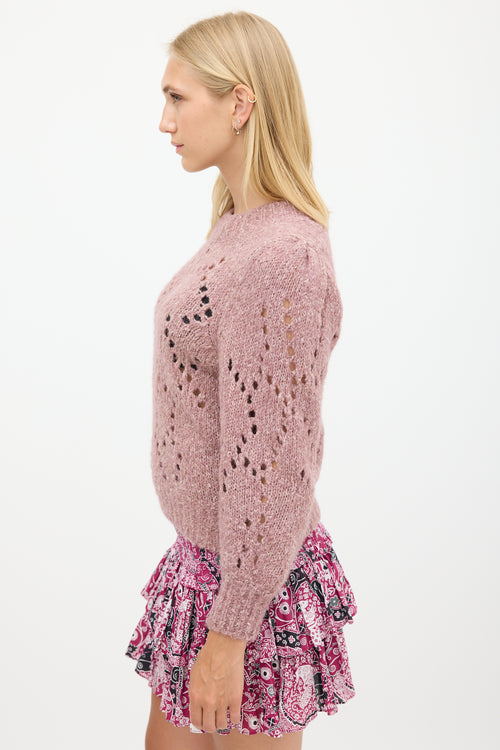 Isabel Marant Étoile Pink Wool Eyelet Knit Sweater