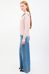 Isabel Marant Étoile Pink Wool Ribbed Quarter Zip Sweater