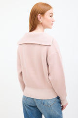 Isabel Marant Étoile Pink Wool Ribbed Quarter Zip Sweater