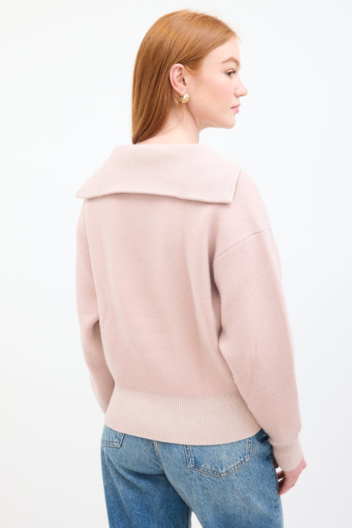 Isabel Marant Étoile Pink Wool Ribbed Quarter Zip Sweater