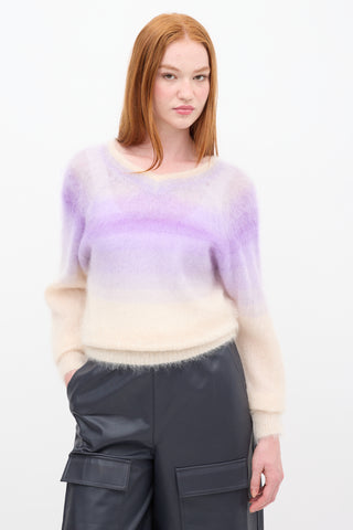 Isabel Marant Étoile Purple & Beige Mohair Gradient Delphi V-Neck Sweater